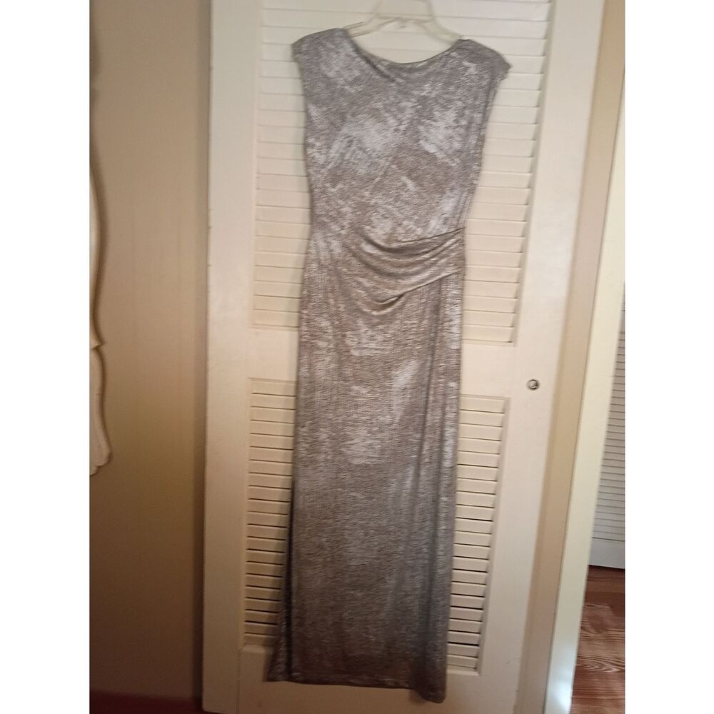 connected apparel Silver Metallic Cowl Neck Maxi Dress - Picture 5 of 6